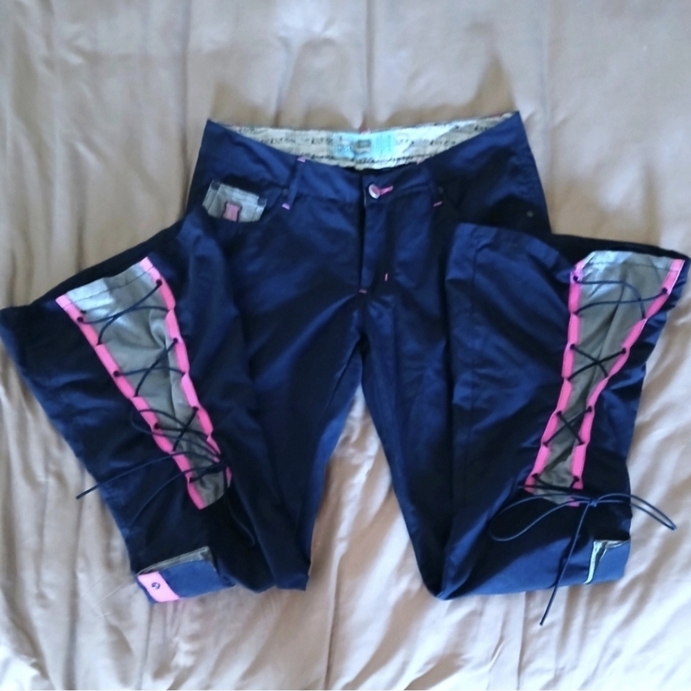 Navy and Pink Wide Leg Pants